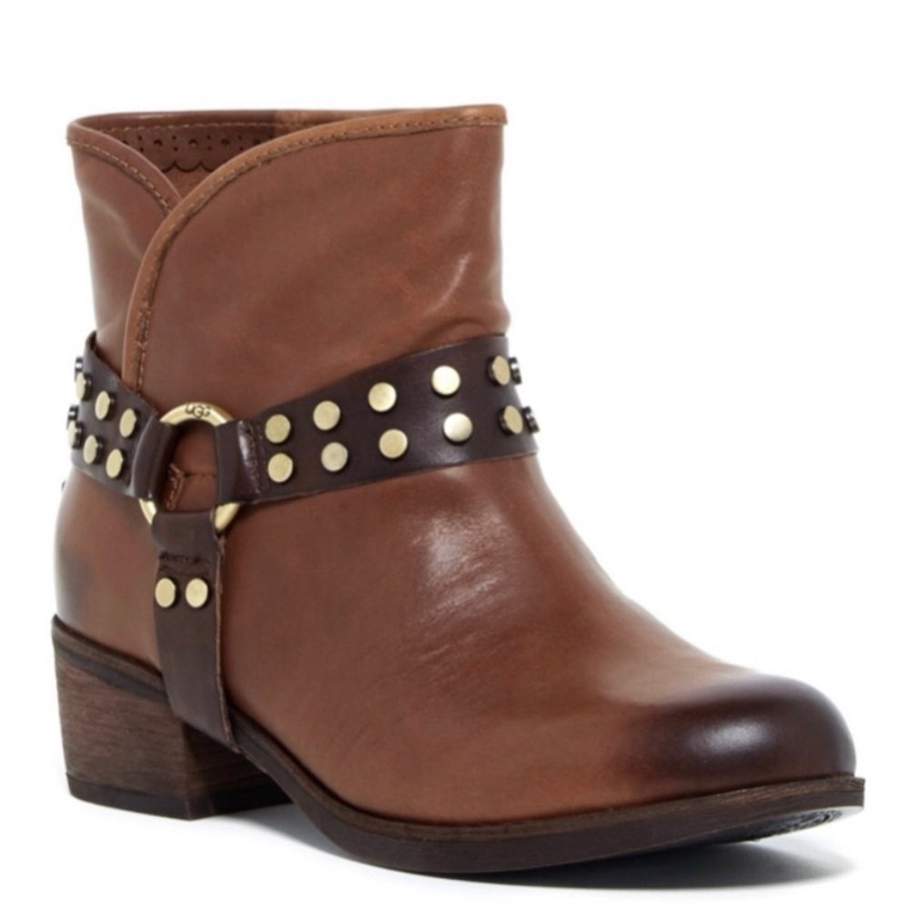 Ugg Darling harness ankle book tan/whiskey sz 7 round toe. Studded harness strap